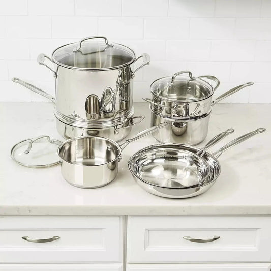 Chef's Classic 11-pc. Stainless Steel Cookware Set New Freeshipping