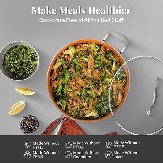 12-Pcs Ceramic Cookware Set Nonstick, Ceramic Pots & Pans Set