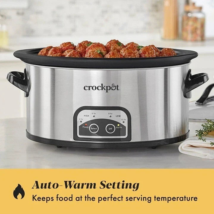 Crockpot One Touch Control 6-Quart Easy-to-Clean Slow Cooker Programmable Steel