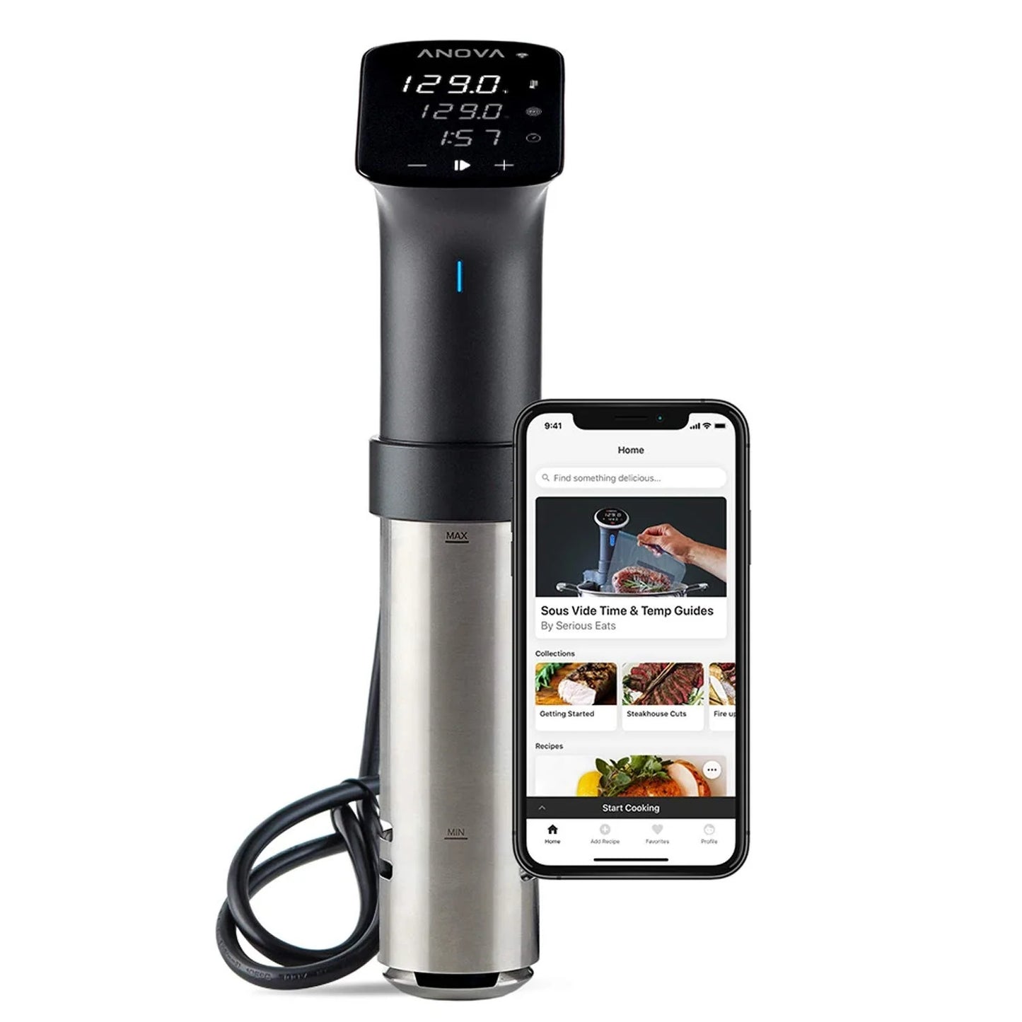 Sous Vide Precision Cooker Pro, 1200 Watts, Black and Silver