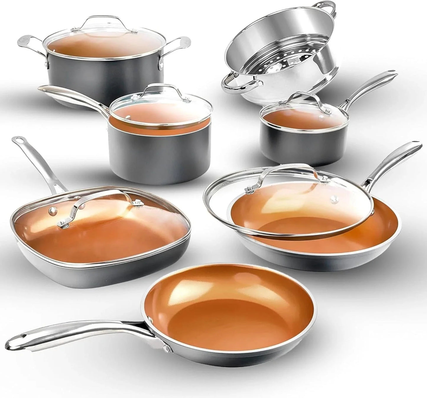 12-Pcs Ceramic Cookware Set Nonstick, Ceramic Pots & Pans Set