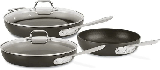 New All-Clad HA1 Hard Anodized Non Stick Fry Pan Set 5 Pc